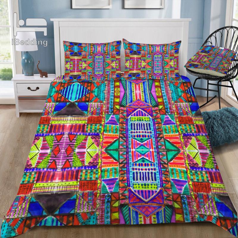 

Tribal Patchwork Red 3D Bedding Set Printed Duvet Cover Set Queen King  Size
