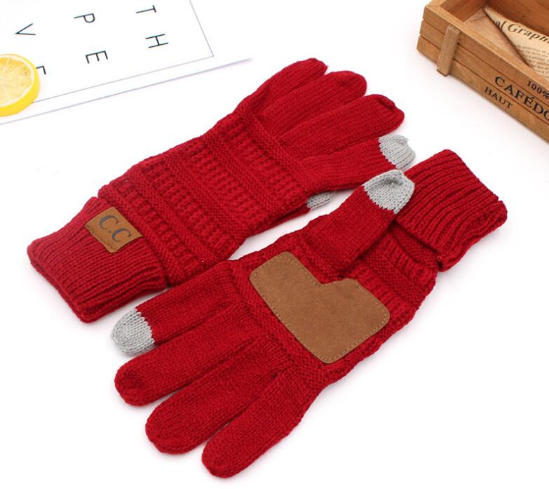 

CC Knitting Touch Screen Glove Capacitive Gloves CC Women Winter Warm Wool Gloves Antiskid Knitted Telefingers Touch Unisex Screen Skiing, 15 colors same as pic