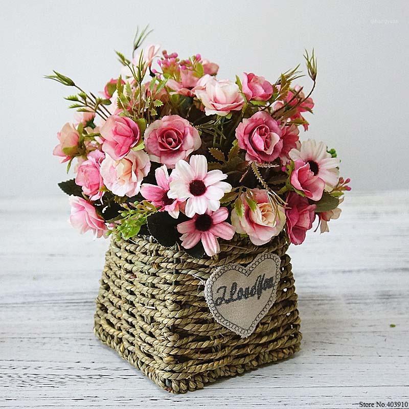 

1 Bouquet Colorful Artificial European Silk Flowers Daisy&Rose Flower Bouquet For DIY Wedding Party Decor Home Vases Decorations1