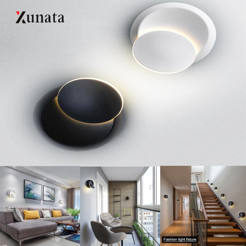 

Modern LED Wall Lamp AC85-265V 6W Inner Wandlampe Round 360 Degree Rotation Adjustable Moon Bedside Light Aisle Living Room Lamp