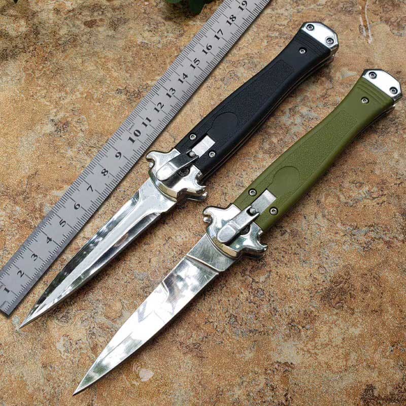 

New Cobra Side Open Single Action Tactical Automatic Knife Self Defense Stiletto Horizontal Folding EDC Hunting Camping Auto Knife Pocket To