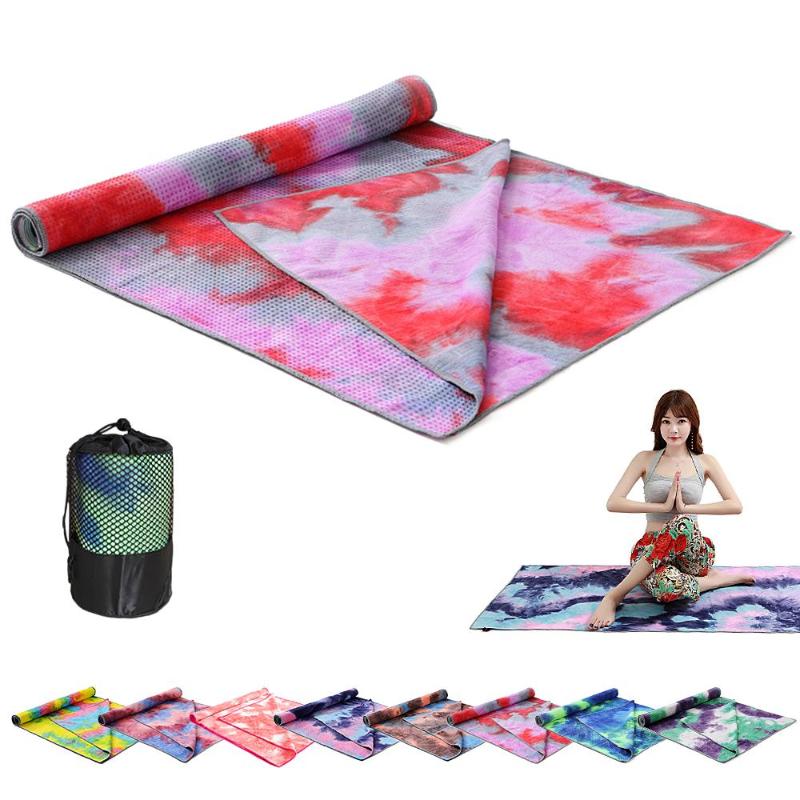 

Yoga Mat Print Quick Dry Non-Slip Foldable Yoga Towel Fitness Blanket Home Gym Fitness Equipment with Mesh Bag, Red