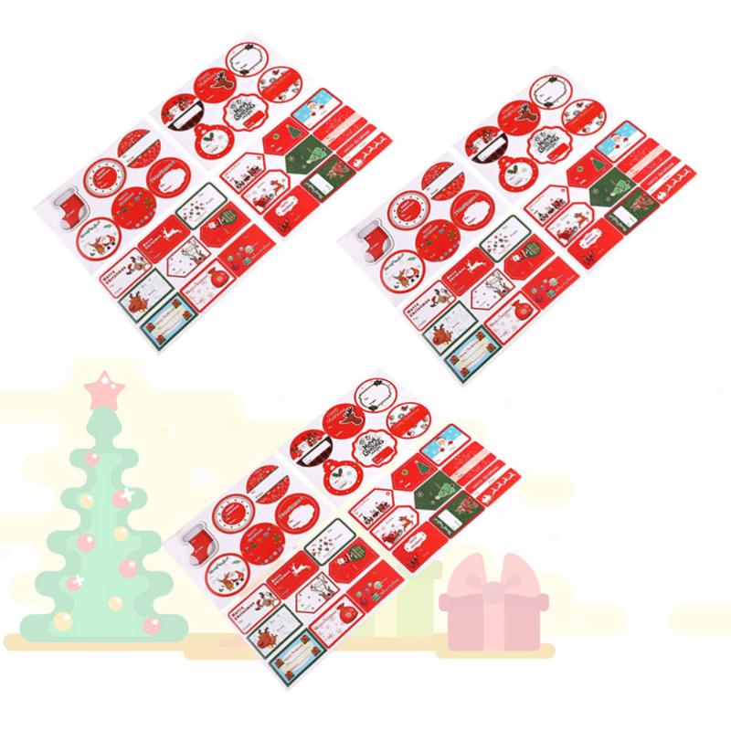 

3pcs Christmas Themed Sticker Self Adhesive Label Paper Name Stickers Cartoon Gift Tags Cute Decals for Kids