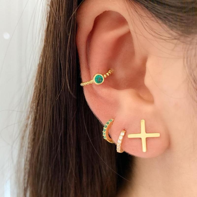 

Boho Fashion Jewelry 925 Sterling Silver Hoop Earrings for Women Mini CZ Zircon Paved Small Circle Earrings Korean Style Wedding