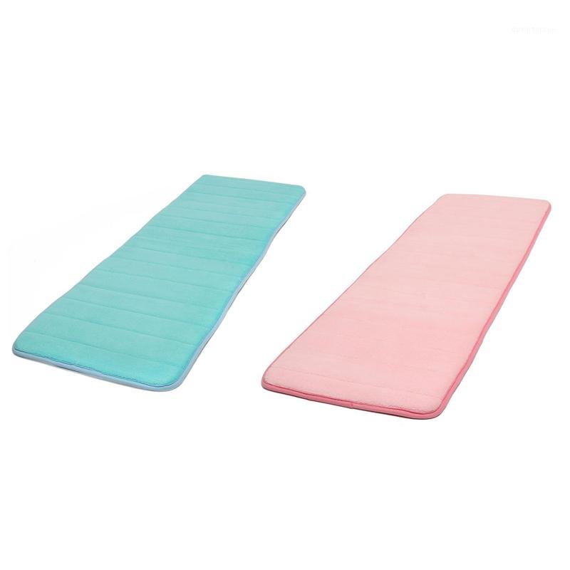 

CSS 2Pcs 120X40Cm Absorbent Nonslip Memory Foam Kitchen Bedroom Door Floor Mat Rug Carpet - Blue & Pink1