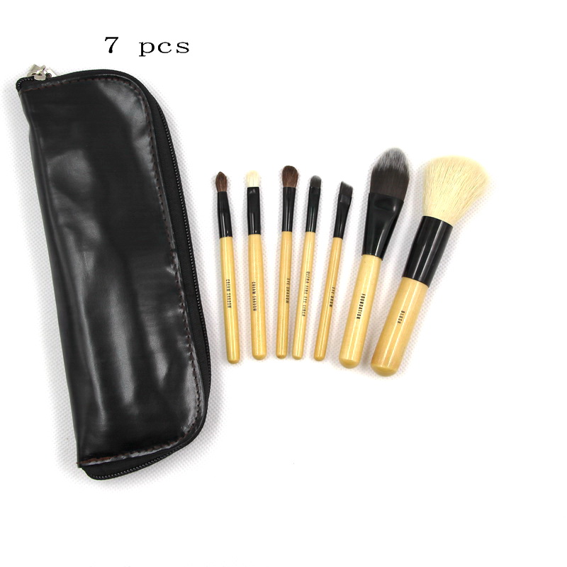 

7 pc Makeup Brushes Product Set with Holder Cases Goat Hair Beauty Tools Wholesale Travel Make Up Brush