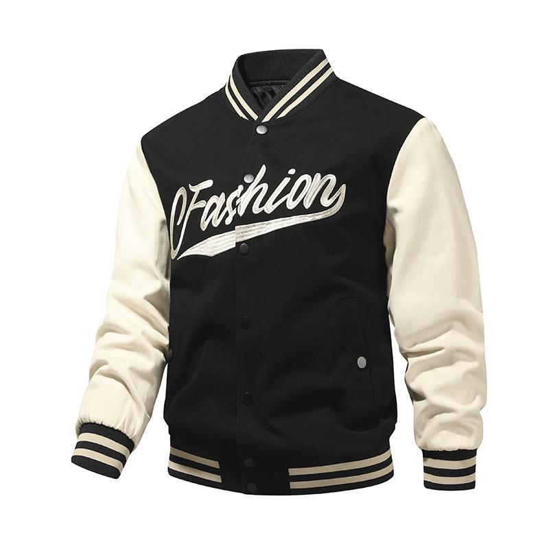 

Men's Jackets Letter Embroidery Cotton Men Jacket Coat 2022 Stitching Baseball Uniform High Quality Mens Casual Couple Clothes, Black;brown