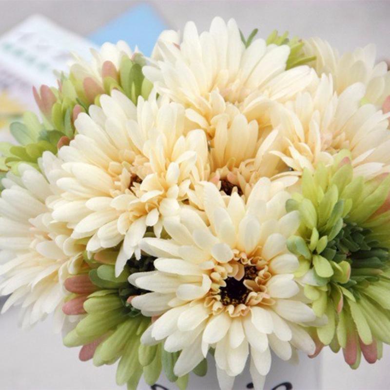 

1Pcs Silk Artificial daisy Flowers 5 Heads Silk Artificial Bouquet Vivid Gerbera Flowers 8 Colors Home/Wedding Decoration, Pink