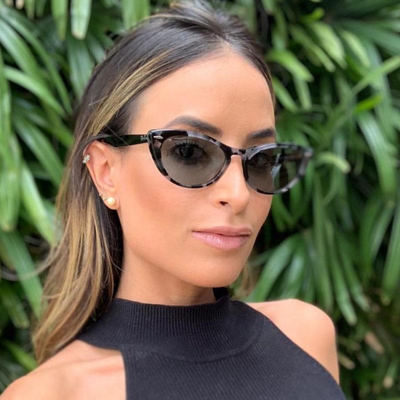 

Ins Popular Small Cat Eye Sunglasses Women Grey Pink Leopard Shades Retro Fashion Rivet Glasses For Women Oval Eyeglasses UV400