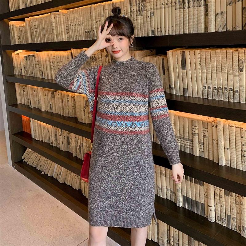 

Winter Sweaters Women Long Sleeve Sweater Dress Autumn Casaul Korean Style Knit Tops Women' Clothes Femme Chandails WPY2067, Black