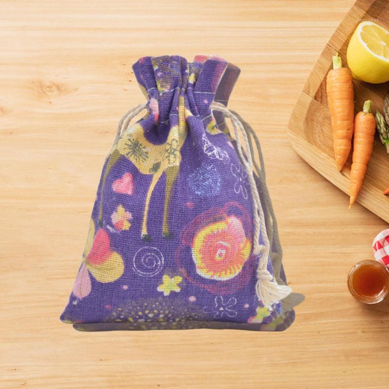 

50pcs Printed Pattern Candy Drawstring Cotton Storage Bag Wedding Birthday Christmas Party Gift Packaging Decoration Supplies1
