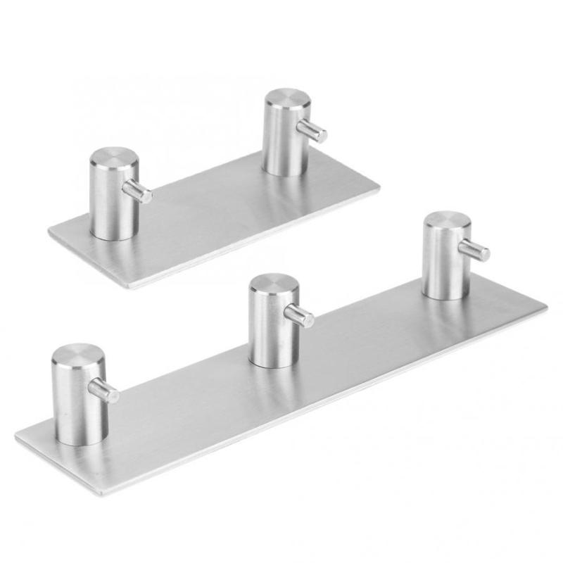 

2-3 Hooks Bathroom Hanger 304 Stainless Steel Adhesive Household Wall Hanging Hook Hanger for Towel Clothes Hat Holder Bag