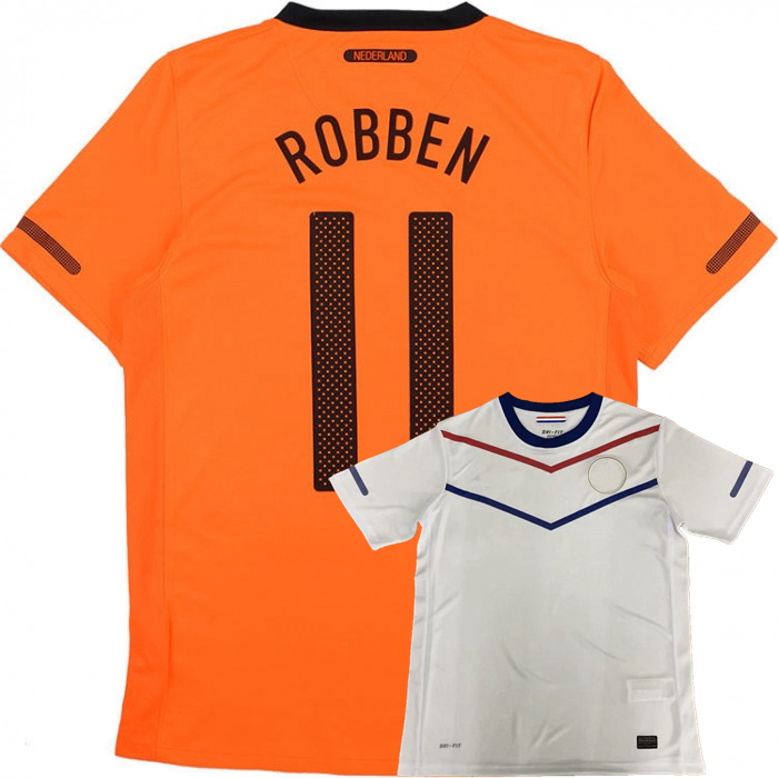 

Retro classic 2010 Netherlands soccer jerseys home away ROBBEN VAN DER VAART KUYT SNEIJDER V.PERSIE Retro football shirt, Black;yellow