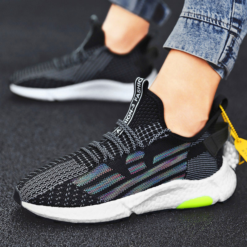 

2020 fashions, men's high elasticity, knitted or crocheted, breathable, light cushioning sports, casual shoes, homo zapatos, Black