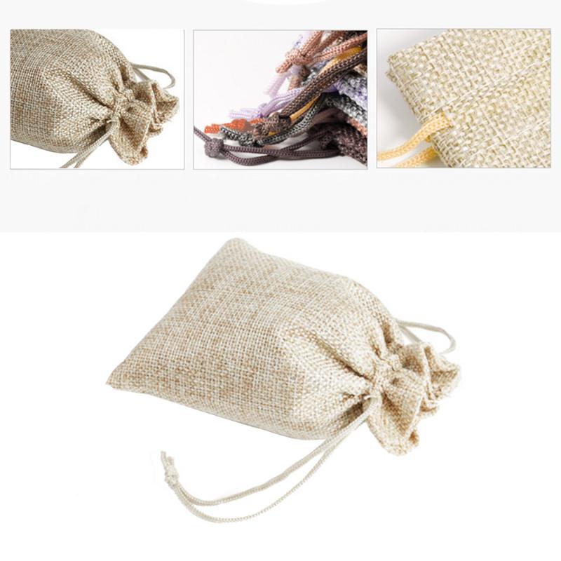 

10*14cm Linen Bag Jewelry Gift Bag Kit Beads Bracelet Small Wedding Favors Tie Gift Bags Baby Shower Supplies