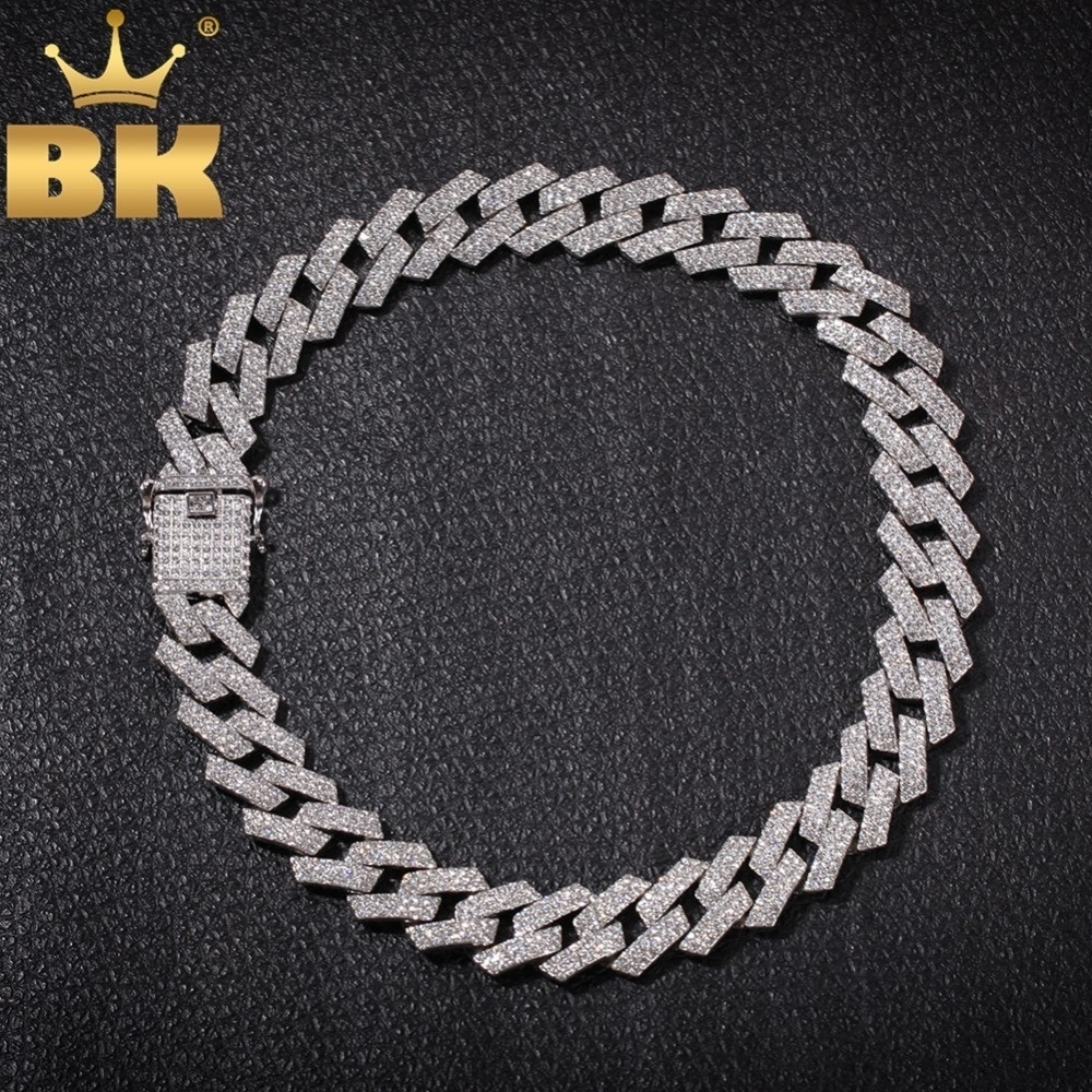

THE BLING KING 20mm Prong Cuban Link Chains Necklace Fashion Hiphop Jewelry 3 Row Rhinestones Iced Out Necklaces For Men CJ191116, Silver