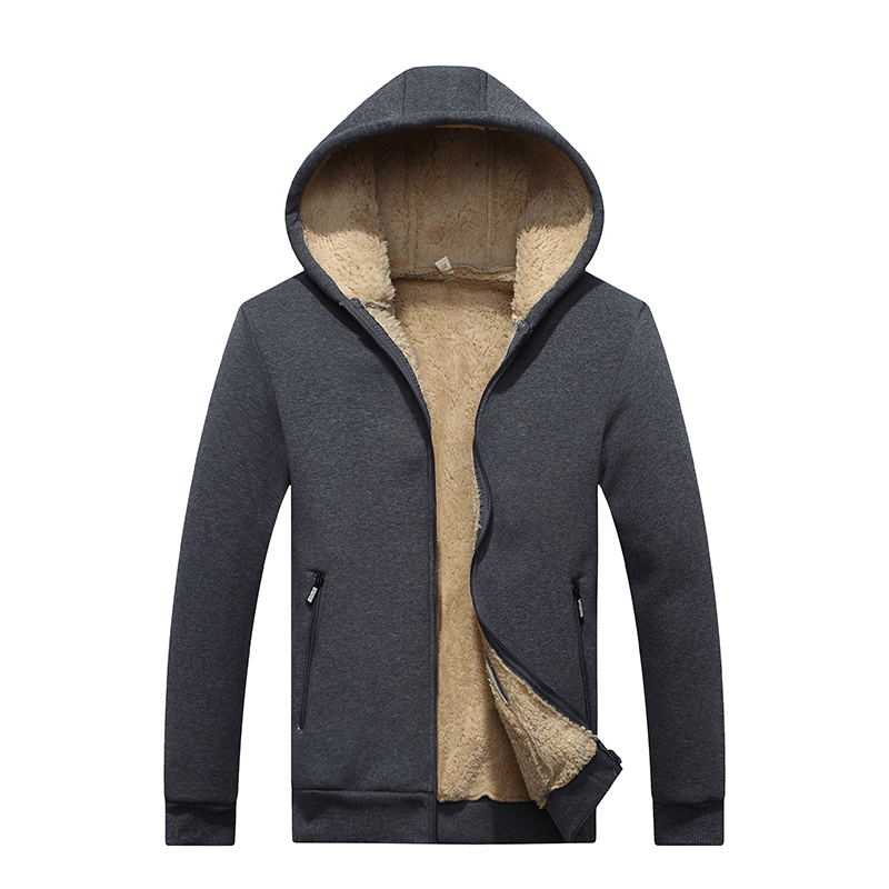 

2021 New Arrival Winter Thickening Male Hoodies Jacket Solid Skin Lining Warm Cloth Cashmere Sweaters Parkas 624 6FU2, Black