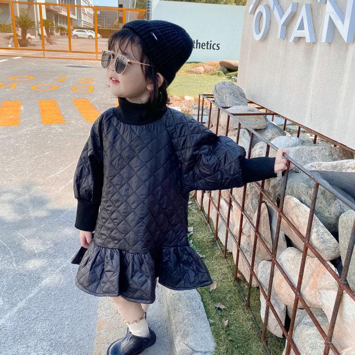 

Winter Girls Coat-Dess Soft Quilted Thick Korean Dress Princess Autumn Clothes New European American Style Children'S Clothing, Mx1010 black