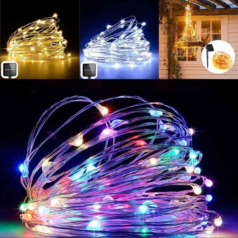 

Lawn Ground Plug Lamp Strings Solar 100 Led  Lamp String Home Christmas Outdoor Garden Fairy Light Copper Wire 13 9ls G2
