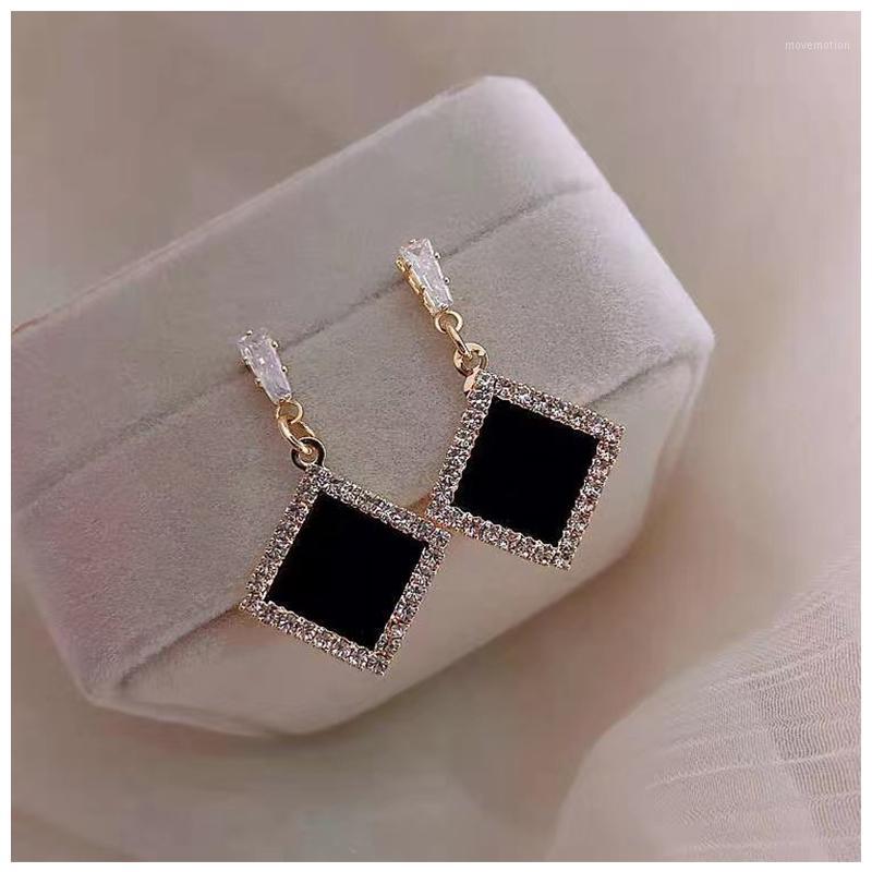 

Statement Earrings 2020 Black Square Geometric Earrings For Women Crystal Luxury Wedding Rhinestone Earring1
