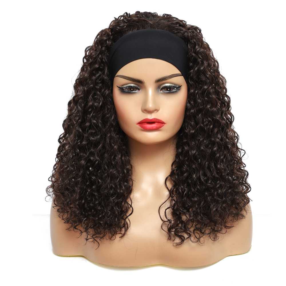 

Curly Headband Wigs 22 Inch Long Synthetic Wig Deep Water Wave Bohemian Hair for Black Women Soku 150% Density Machine Made Wig, Op430