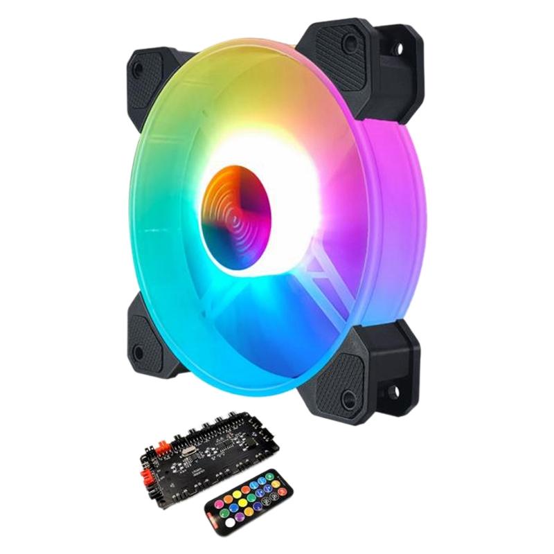

COOLMOON Yuhuan Fan, 12cm Temperature Control Argb Chassis Fan with Pwm ligent Temperature Control 5V Remote