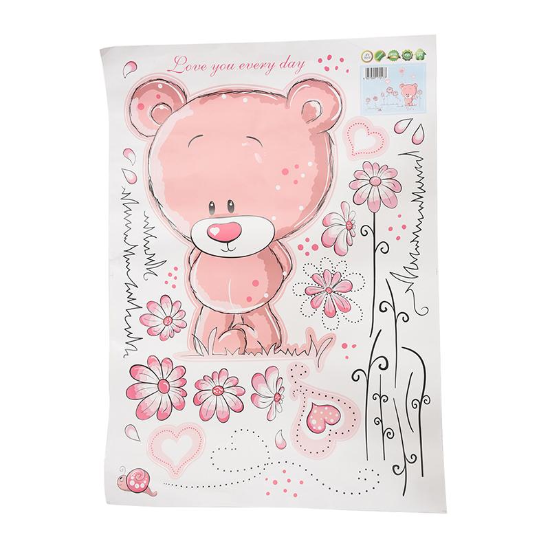 

Pink Bear wallpaper for bedroom Wall Sticker Nursery infant girl kids cute Kids Bedroom Art Decal
