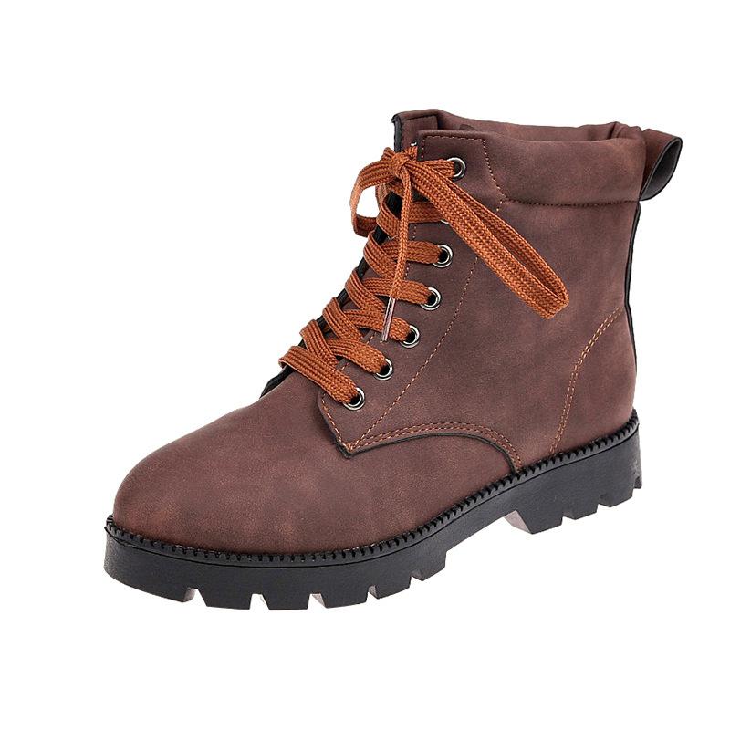 

Boots Women Fashion Solid Suede Thick Heel Middle Lace-Up Thick Round Toe Shoes Non-slip Outdoor Suede Winter Female Shoes 2021, Black