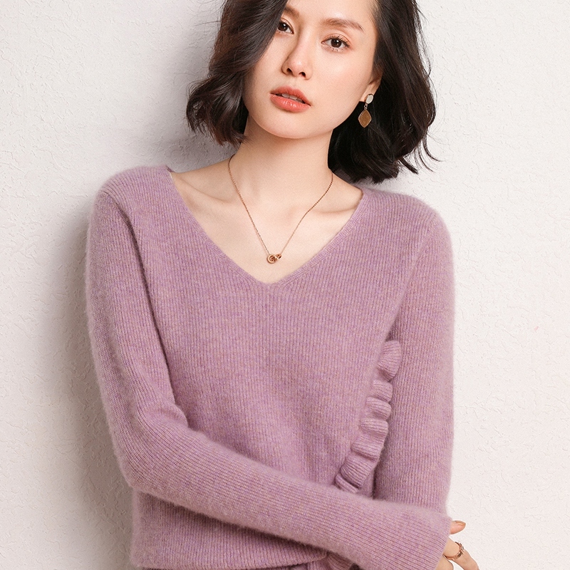 

Camisolas femininas 100% pulveres de caxemira pura inverno nova chegada com decote em v jumpers mulher malhas roupas menina senhora topo 8, Hulan