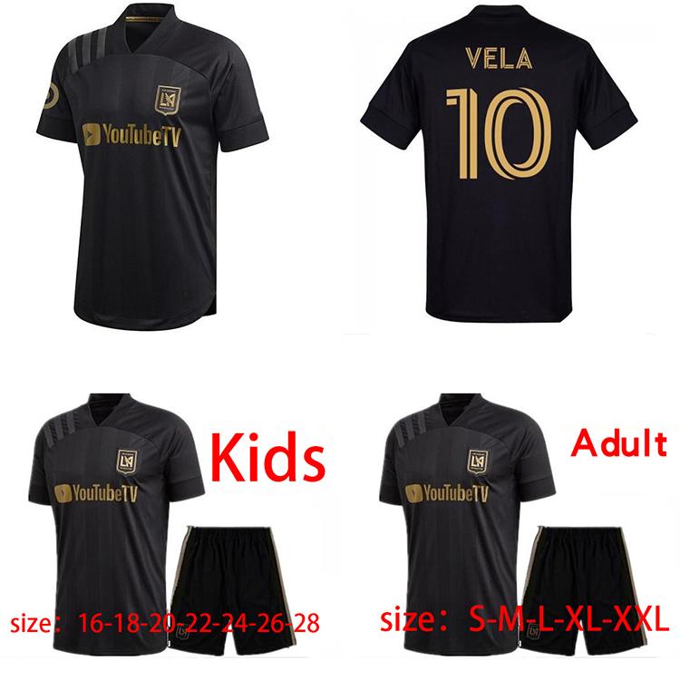 

kids boy kit+socks 2020 2021 ROSSI CIMAN Los Angeles fc LAFC soccer Jerseys 20 21 MLS ZIMMERMAN GABER VELA CUSTOM FOOTBALL SHIRTS, Black;yellow