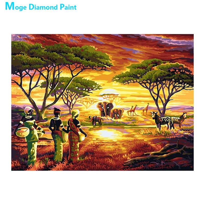 

Paintings African Savanna Diamond Painting Oil Animals Portrait Round Full Drill Nouveaute DIY Mosaic Embroidery 5D Cross Stitch Gifts