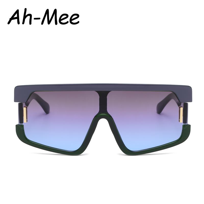 

Sunglasses 2021 Shield Men Women Fashion Flat Top Gradient Siamese Frame Sun Glasses Brand Square Eyeglasses Oculos UV400