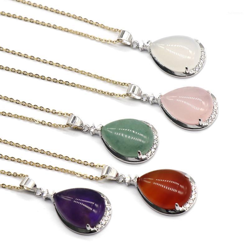 

Natural Crystal Stone Pink Stone Lapis Lazuli Drop Necklace Silver Plated Bezel Pendant Glamour Hot 2020 Charms Ladies' Jewelry1