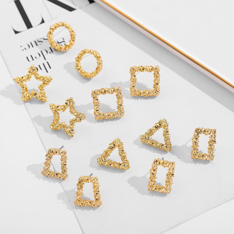 

Stud Fashion Metal Small Geometric Earrings For Women Gold Color Simple Round Star Statement Modern Female Jewelry