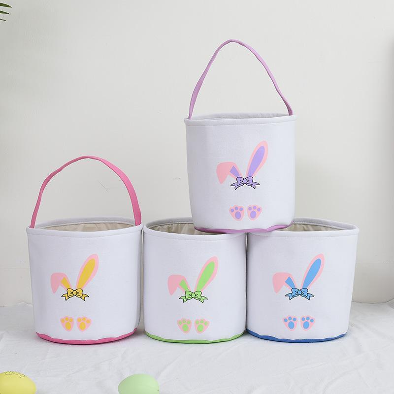 

Festive Easter Basket Bunny Printing Handbag Bucket New Bow Tote Bucket WJY591