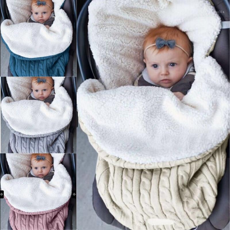 

Warm Baby Blanket Knitted Newborn Swaddle Wrap Soft InfantSleeping Bag Footmuff Cotton Envelope For Stroller Accessories Blanket1