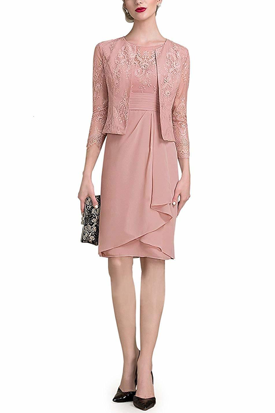 

2021 New Elegant Mother of Bride's Bow Half-sleeved Chiffon at the Knee Dressed As a Formal Guest Wedding Dress Custom-made S0MA