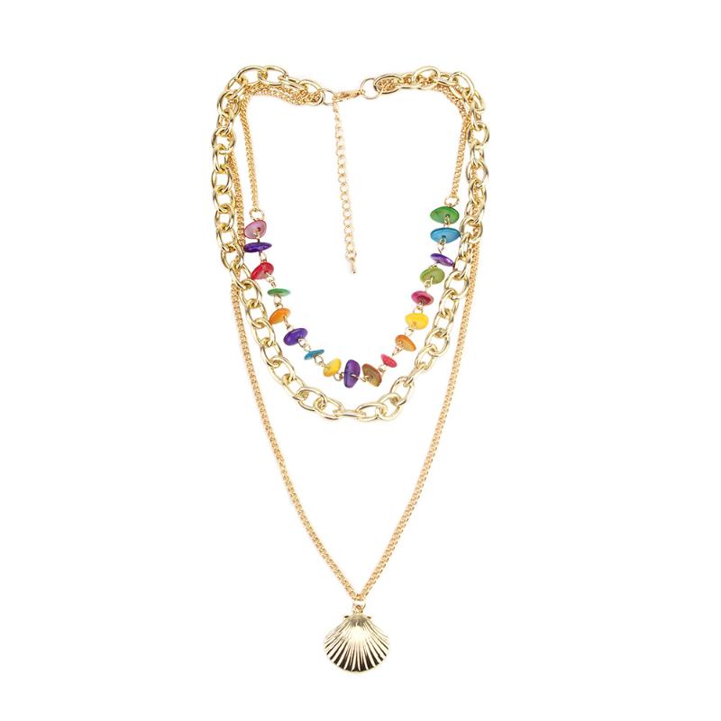 

new ocean wind color shell necklace accessories fashion fashion alloy shell multi-layer necklace woman