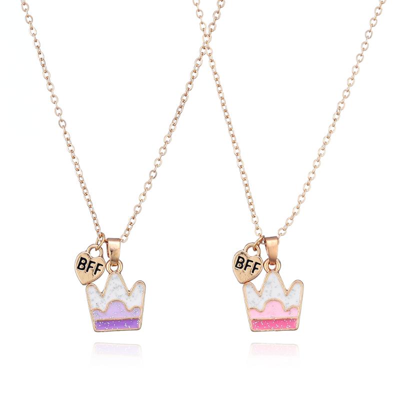 

Zinc alloy enamel crown pendant necklace set