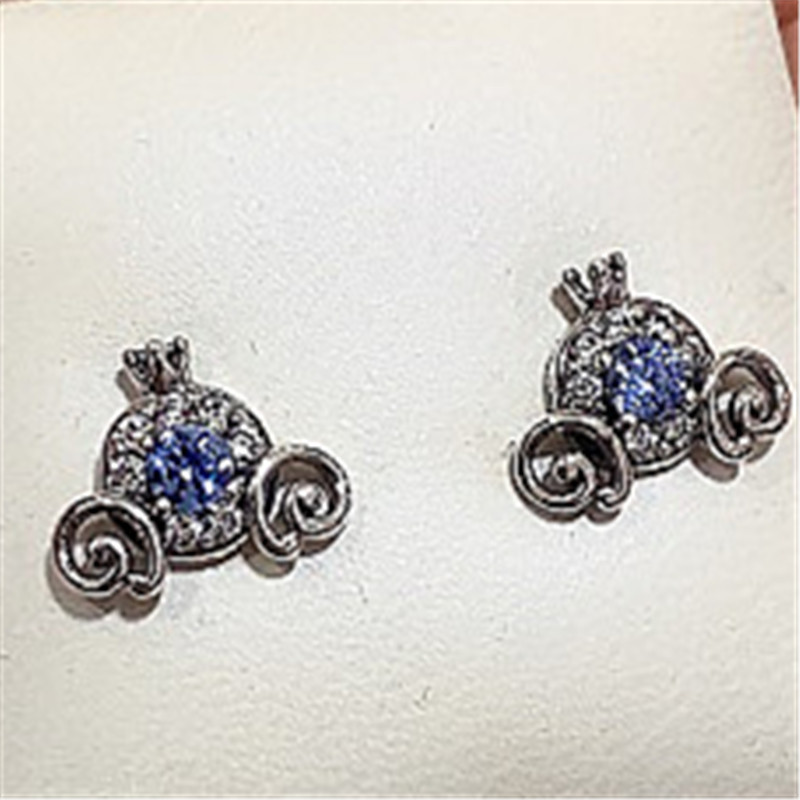 

2020 New 925 Sterling Silver Pumpkin Coach Stud Earrings Fits European Pandora Charm Jewelry, Golden;silver