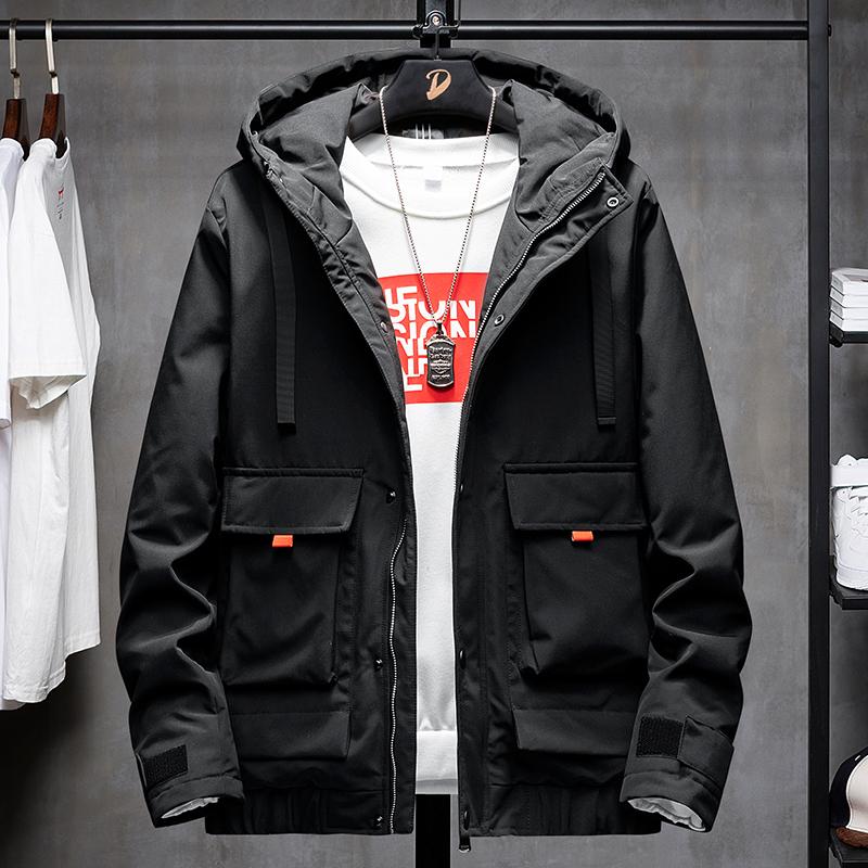 

Men's Winter Cotton Jacket Windproof Fashion High Quality Warm For Cold Proof Comfortable Black White Hooded Men Cotton Jacket, White jacket men