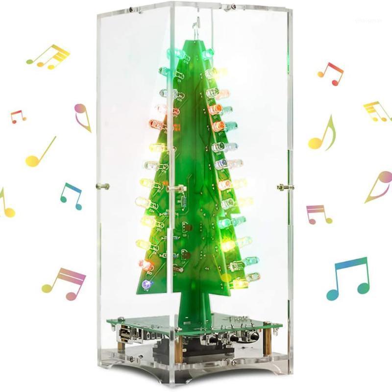 

3D Christmas Tree Music Box Soldering Practice Project DIY Electronic Science Assemble Kit with 7 Colors Flash Light HG91