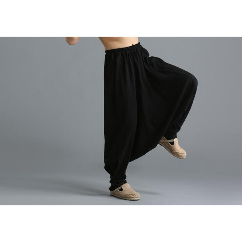 

2021 New Men in Linen Casual Male Bloomers Travel Hare Fluid Big Crotch Indian Nepal Baggy Black Red Pants 8ovr