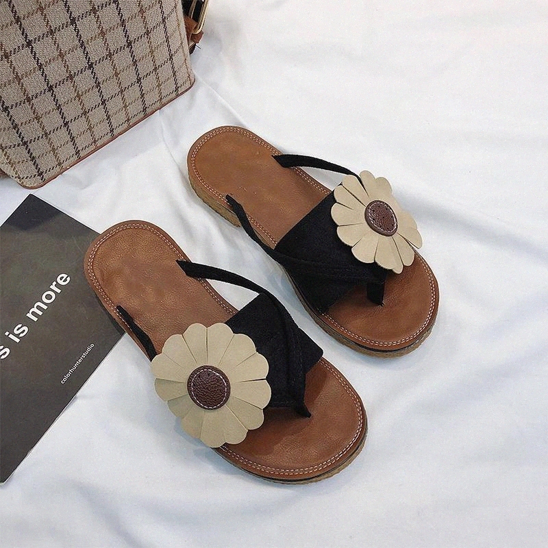 

Woman Flip Flops Women Flower 2020 Fashion Footwear Women's Outside Summer Slippers Female Casual Slides Ladies Beach Shoes #dx69, Black