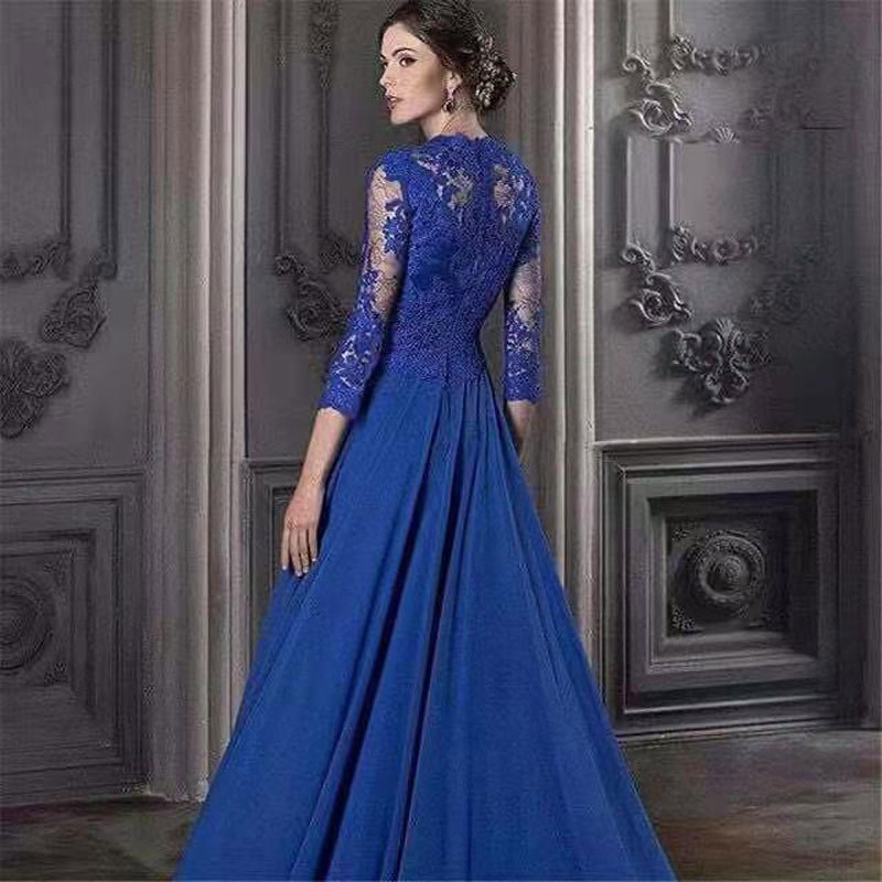 

2021 Lace Style Applicated Evening Formal Dresses Are Surrounded by New Shapes Night Clothes D7YA, Royal blue