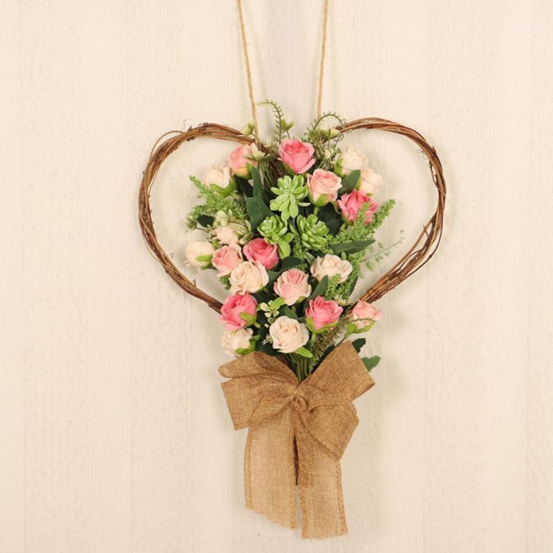 

Artificial Wreaths Rose Flower Heart shape Simulation Garland For Wedding Party Decoration 11.81inch1