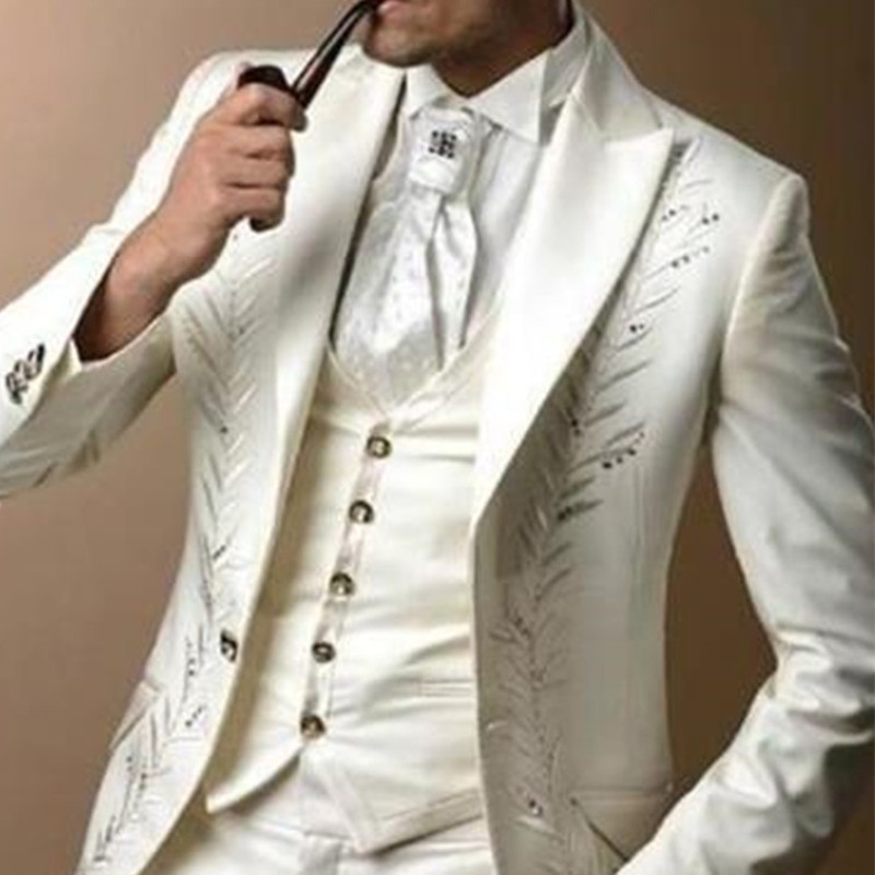 

New New Sale Terno Smoking Custom Fashionable Men's Suit Groom's Embroidery Wedding Dress The Best Man (jacket+pants+vest), Dark grey