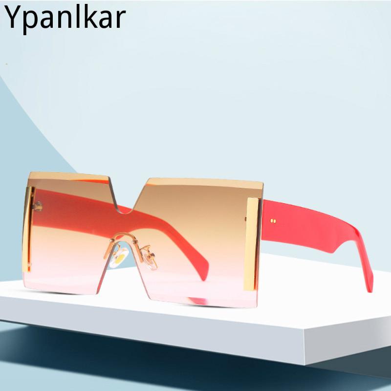 

New Big Frame Oversize Sunglasses Women Brand Designer Rimless Square Shades Vintage Fashion Gradient Clear Sun Glasses