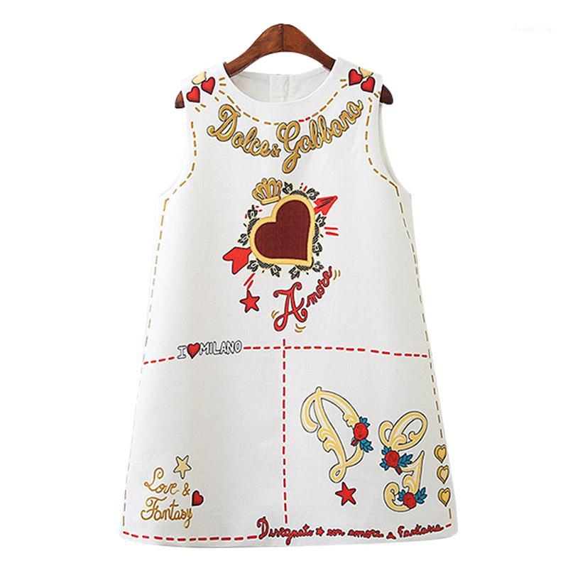 

Spring Summer quality girls dress baby dress kids brand vestidos children sleeveless clothes heart letter print 2 to 9 yrs1, White