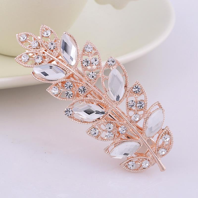 

Ins Fashion Women Girls Elegant Crystal Rhinestone Hair Clips Sweet Headwear Hairpins Barrettes Leaf Hair Accessories Hairwear